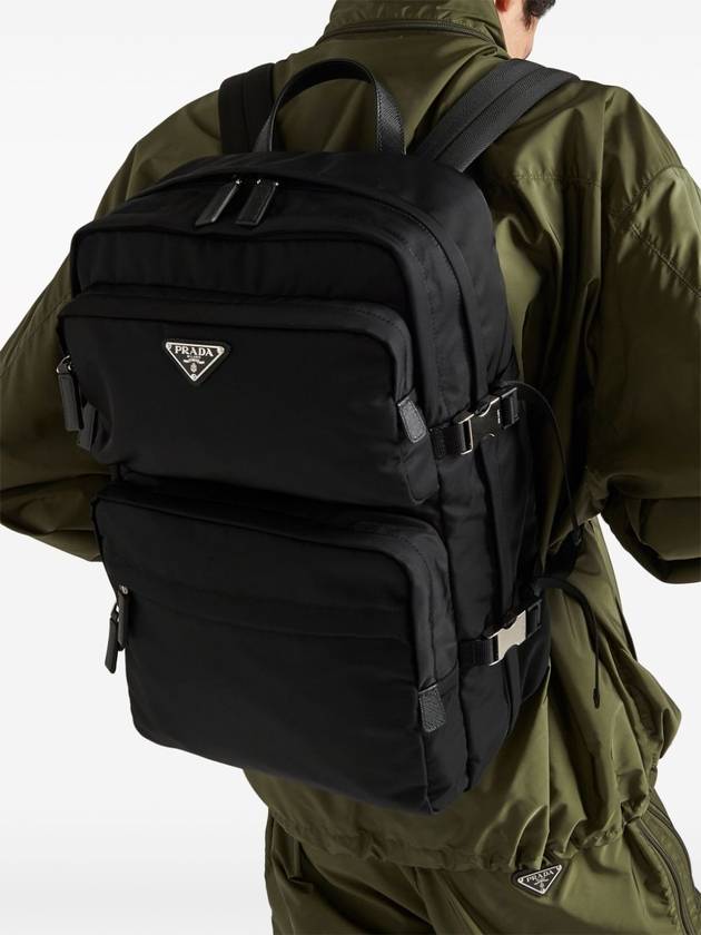 Re-Nylon Saffiano Leather Backpack Black - PRADA - BALAAN 3