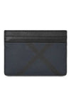 Check Leather Card Wallet Navy - BURBERRY - BALAAN 3