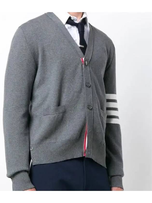 Milano Stitch 4-Bar Cardigan Medium Grey - THOM BROWNE - BALAAN 4