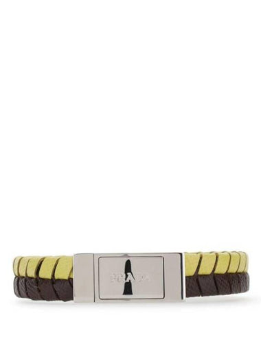 Two-tone Leather Belt Brown - PRADA - BALAAN 1