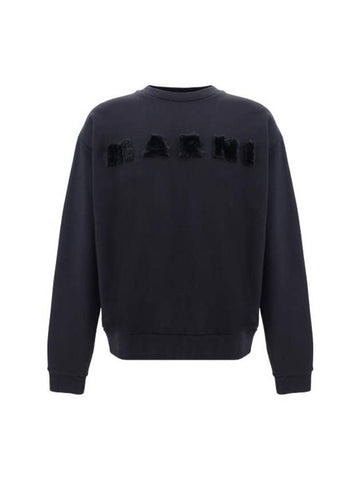 Fur Effect Logo Cotton Sweatshirt Black - MARNI - BALAAN 1