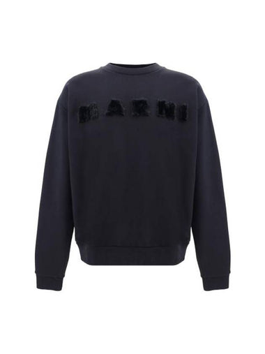 Fur Effect Logo Cotton Sweatshirt Black - MARNI - BALAAN 1