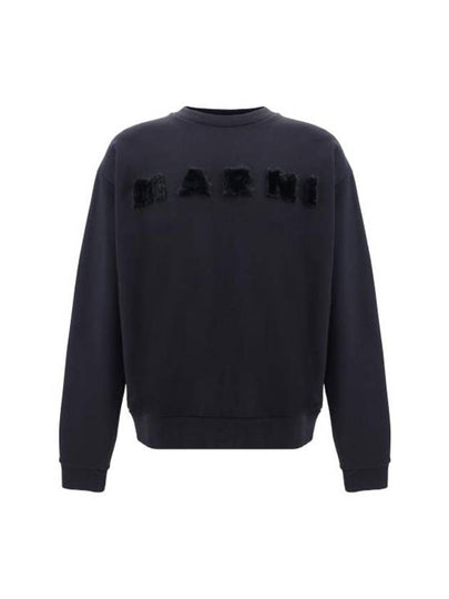 Fur Effect Logo Cotton Sweatshirt Black - MARNI - BALAAN 2