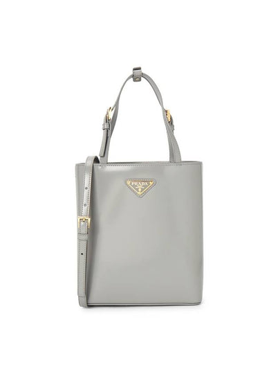 Brushed Leather Tote Bag Grey - PRADA - BALAAN 2