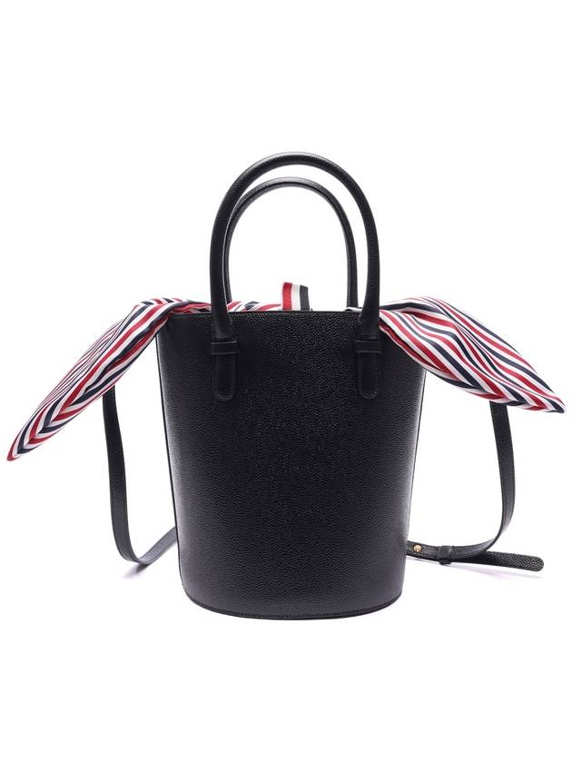 Pebble Grain Leather Bucket Bag Black - THOM BROWNE - BALAAN 3