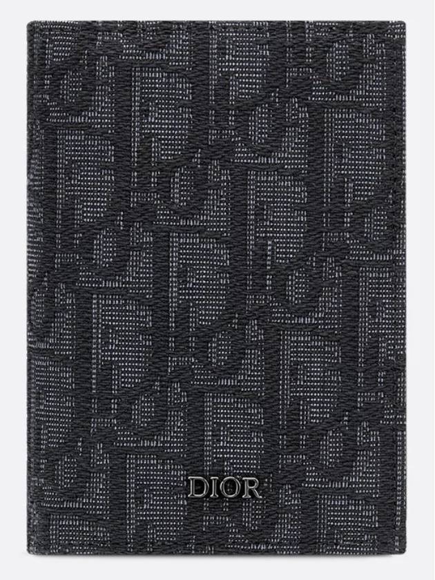 Bi-Fold Card Holder Black  Oblique Jacquard - DIOR - BALAAN 3