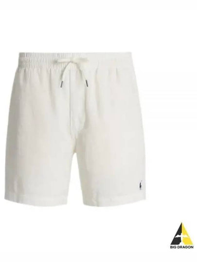 Embroidered Pony Logo Prepster Linen Shorts White - POLO RALPH LAUREN - BALAAN 2