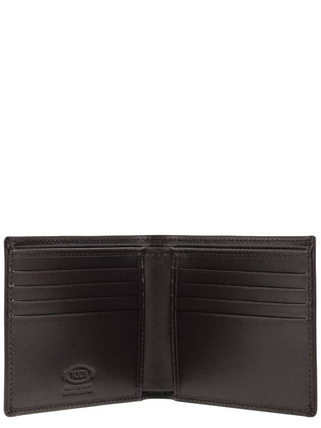 Men's Logo Plaque Leather Half Wallet Black - TOD'S - BALAAN 5