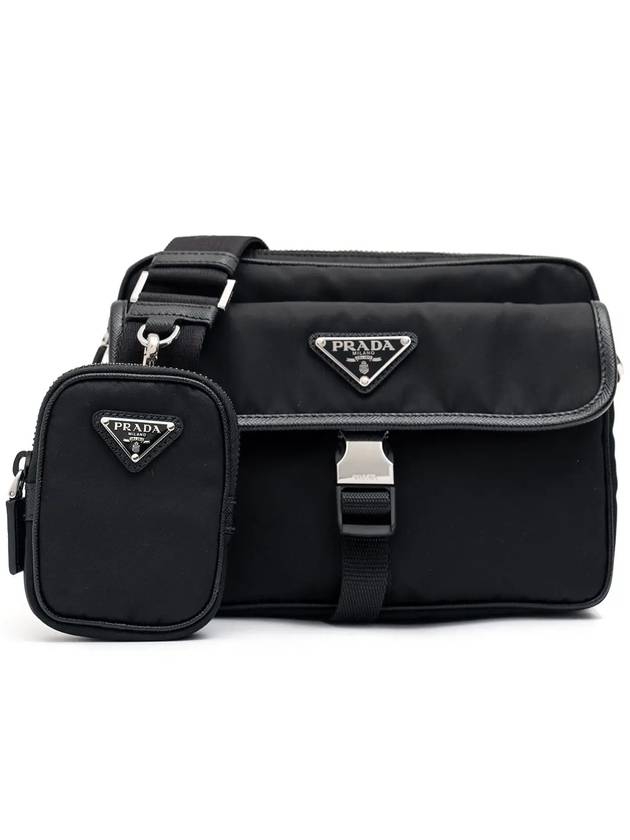 Re-Nylon Saffiano Leather Shoulder Bag Black - PRADA - BALAAN 2