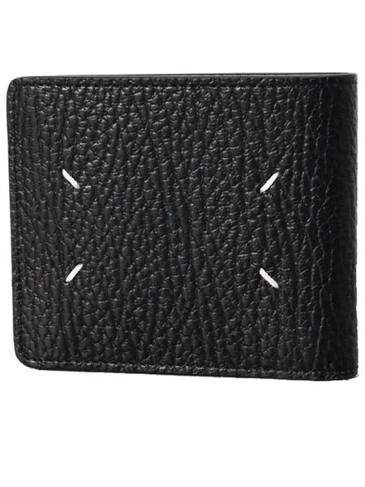 Stitched Leather Bifold Half Wallet Black - MAISON MARGIELA - BALAAN 2