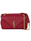 Gold Monogram Satchel Cross Bag Red - SAINT LAURENT - BALAAN 1