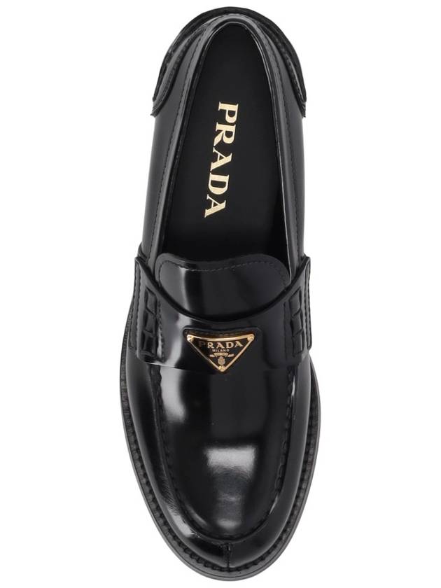 Brushed Leather Loafers Black - PRADA - BALAAN 5