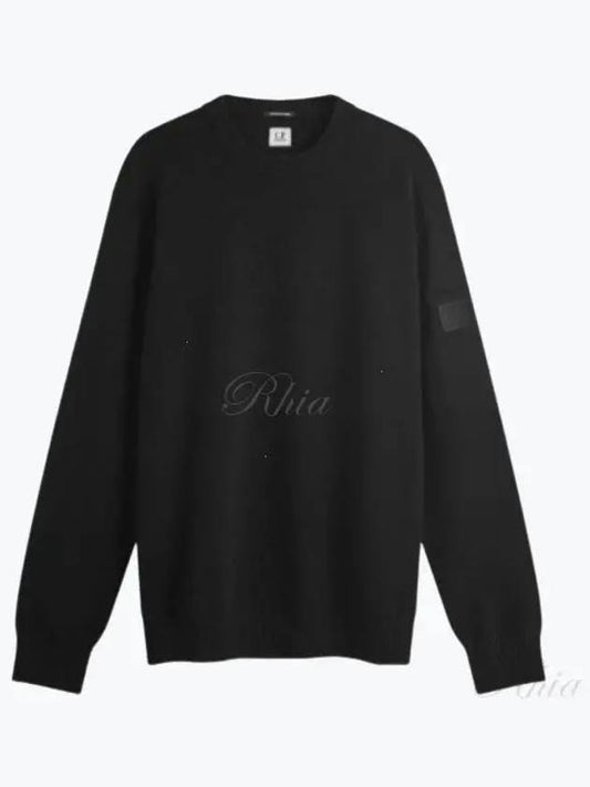 Merino Wool Crew Neck Knit Top Black - CP COMPANY - BALAAN 2