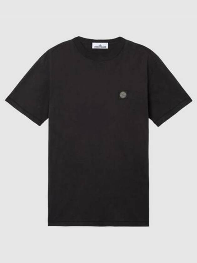 Logo Patch Short Sleeve T-Shirt Black - STONE ISLAND - BALAAN 2