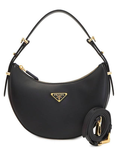 Arque Leather Shoulder Bag Black - PRADA - BALAAN 2