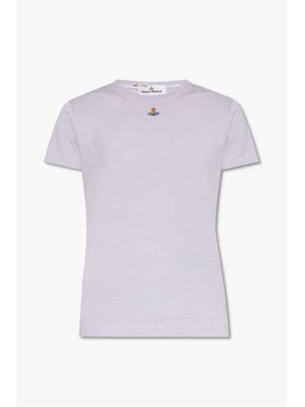 Embroidered Logo Short Sleeve T-Shirt Violet - VIVIENNE WESTWOOD - BALAAN 2