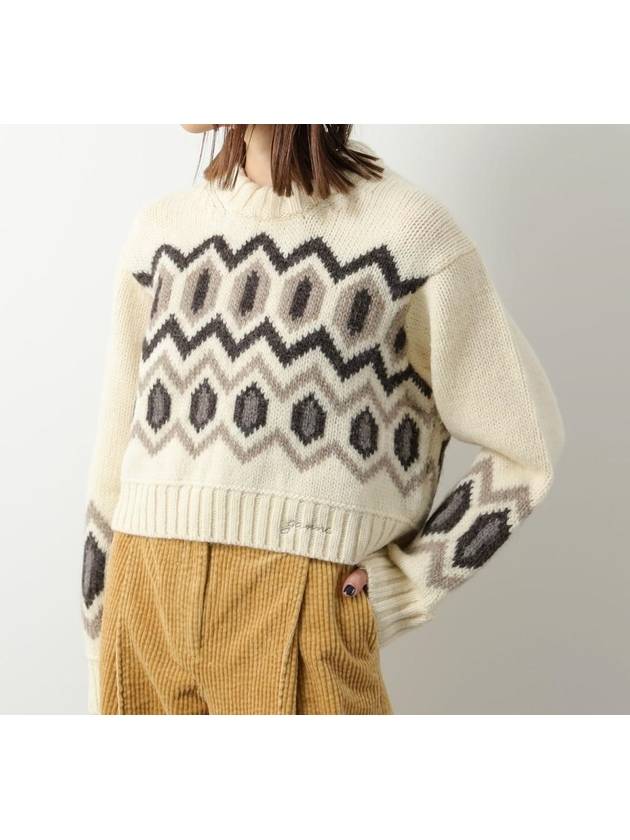 Chunky Wool Crop Knit Top Ivory - GANNI - BALAAN 2