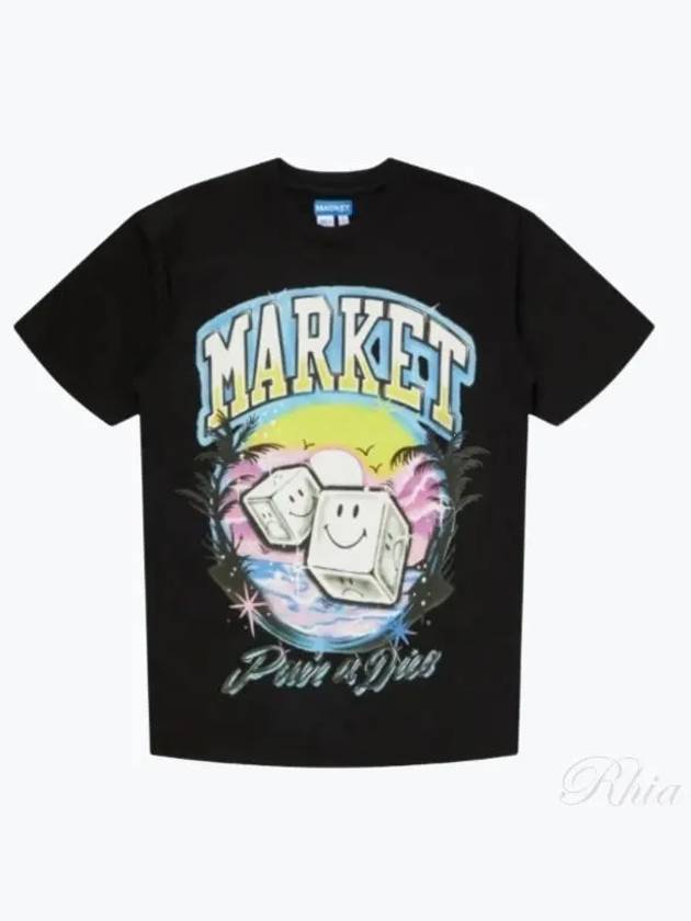 399001360 Wash Black Smiley Dice Graphic TShirt - MARKET - BALAAN 1