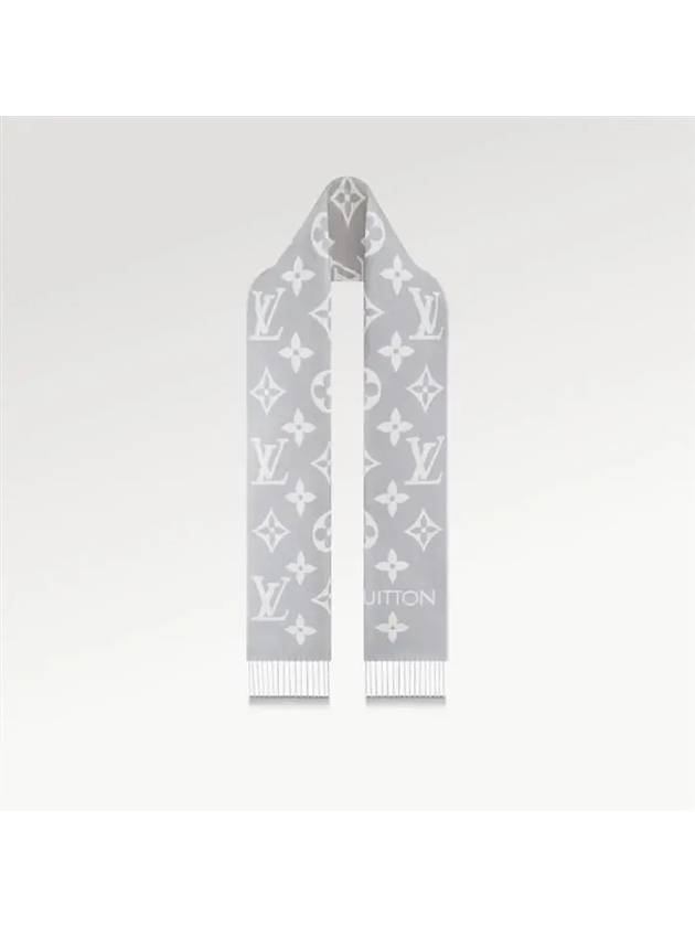 LV Essential Monogram Wool Scarf Light Grey - LOUIS VUITTON - BALAAN 5