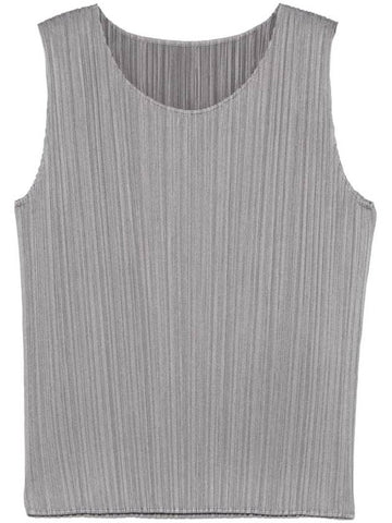 Women's Pleated Basic Sleeveless Grey - ISSEY MIYAKE - BALAAN 1