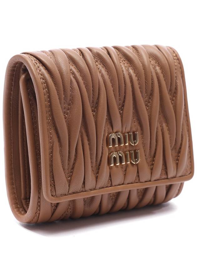 Matelasse Logo Nappa Leather Half Wallet Caramel - MIU MIU - BALAAN 4