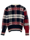 Tartan Check Jacquard Wool Mohair Knit Top Red Beige - THOM BROWNE - BALAAN 4