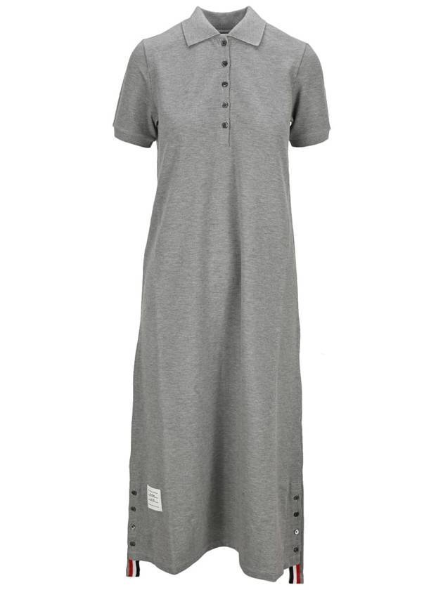 Women's Center Back Polo Cotton Long Dress Grey - THOM BROWNE - BALAAN 1