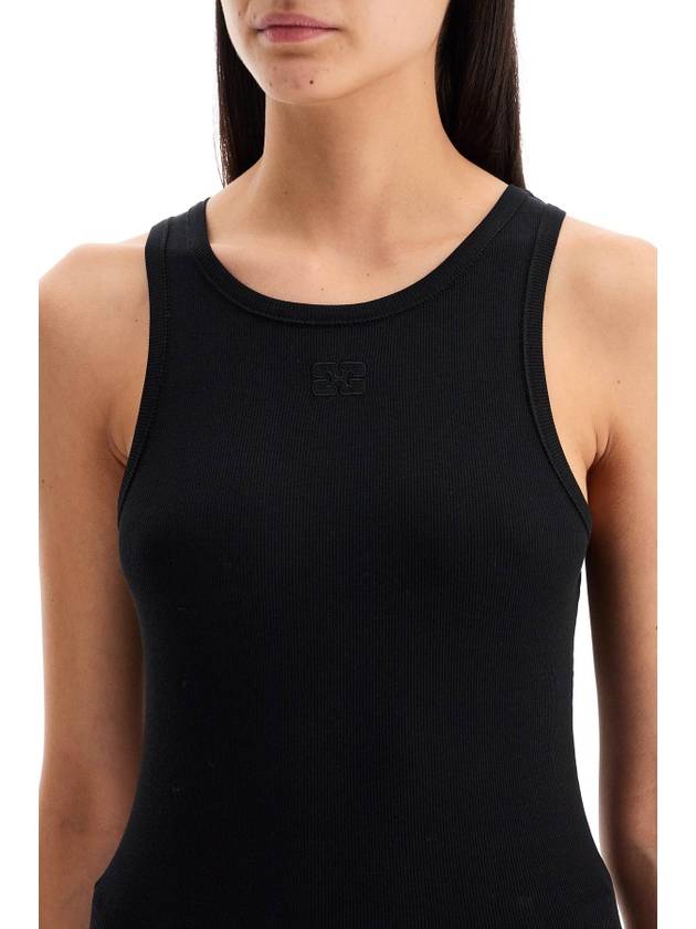 Ribbed Organic Cotton Sleeveless Black - GANNI - BALAAN 5