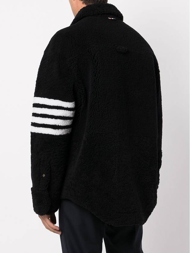 Men's 4 Bar Shearling Oversized Jacket Navy - THOM BROWNE - BALAAN 6