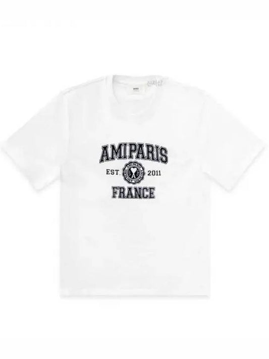 Varsity Logo Short Sleeve T-Shirt White - AMI - BALAAN 2