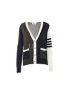 Funmix Fine 4 Bar V-neck Merino Knit Cardigan - THOM BROWNE - BALAAN 2