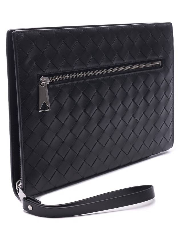 Intrecciato Zipper Small Clutch Bag Black - BOTTEGA VENETA - BALAAN 4