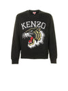 Logo Patch Crew Neck Sweatshirt Black - KENZO - BALAAN 2