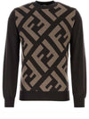 Monogram Jacquard Wool Crewneck Knit Top Brown - FENDI - BALAAN 2