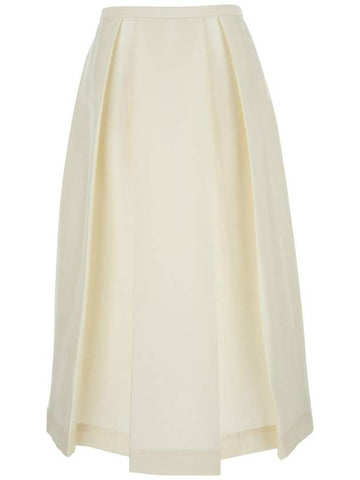 White Skirt With Cannon Pleats In Wool And Silk Blend Woman - TOTEME - BALAAN 1