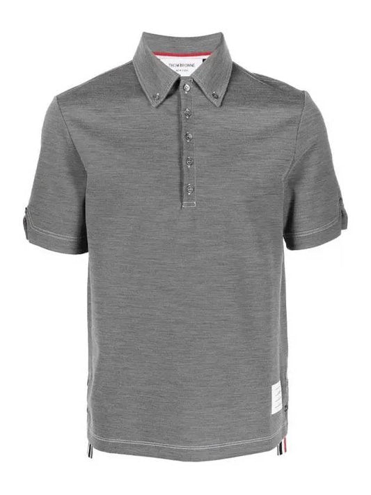 Men's Tech Milano Contrast Stitch Polo Shirt Grey - THOM BROWNE - BALAAN 2
