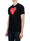 Red Big Heart Print Short Sleeve T-Shirt Black - COMME DES GARCONS - BALAAN 4