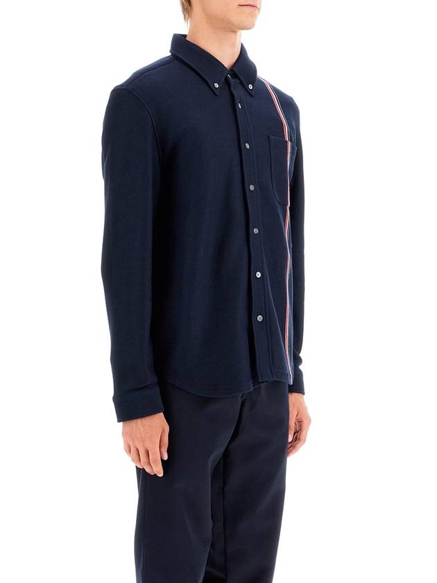 Double Face Knit Long Sleeve Shirt Navy - THOM BROWNE - BALAAN 3