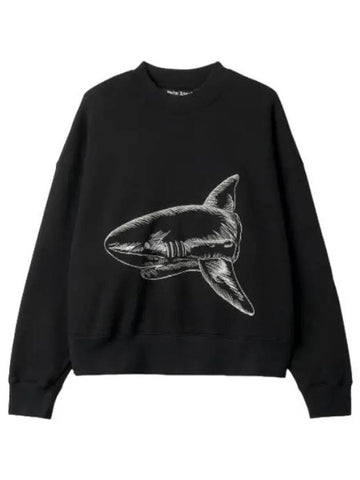 Split Shark Sweatshirt Black T Shirt - PALM ANGELS - BALAAN 1