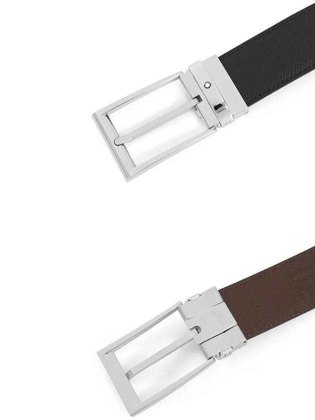 Rectangular Pin Buckle Reversible Leather Belt Black Brown - MONTBLANC - BALAAN 4