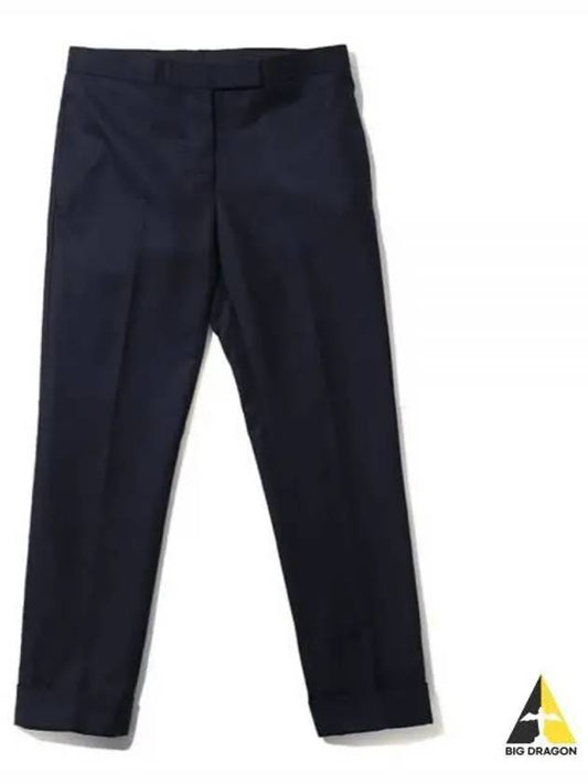 Cropped Tailored Twill Wool Skinny Straight Pants Navy - THOM BROWNE - BALAAN 2