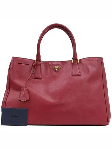 BN1844 Pink Saffiano Lux Tote Bag with Gold Logo Decoration - PRADA - BALAAN 1