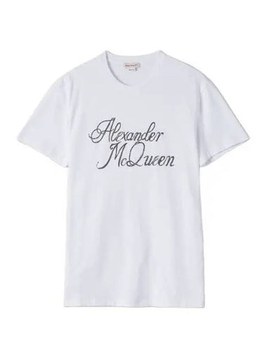 Logo short sleeve t shirt white black - ALEXANDER MCQUEEN - BALAAN 1