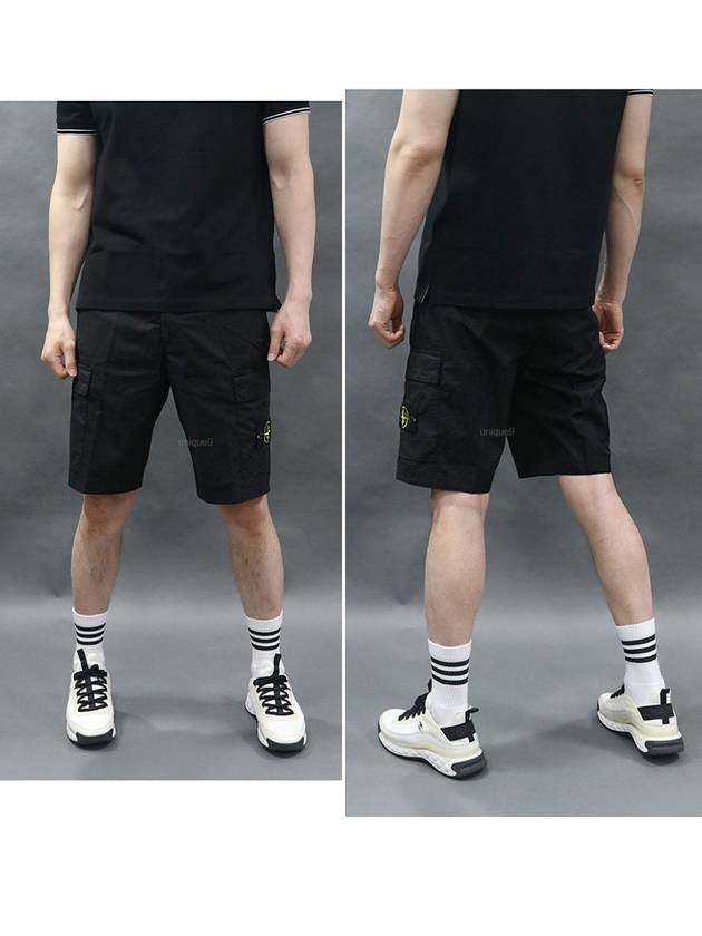 Light Stretch Cotton Bermuda Shorts Black - STONE ISLAND - BALAAN 3