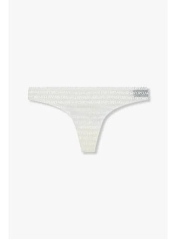 UNDERWEAR Women s Embroidered Logo Pattern Mesh Thong Cream - EMPORIO ARMANI - BALAAN 1