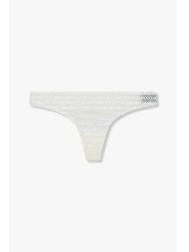 UNDERWEAR Women s Embroidered Logo Pattern Mesh Thong Cream - EMPORIO ARMANI - BALAAN 1