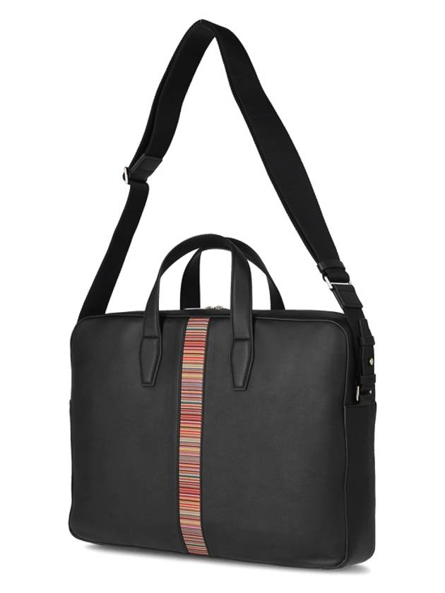 signature striped leather briefcase black - PAUL SMITH - BALAAN 5