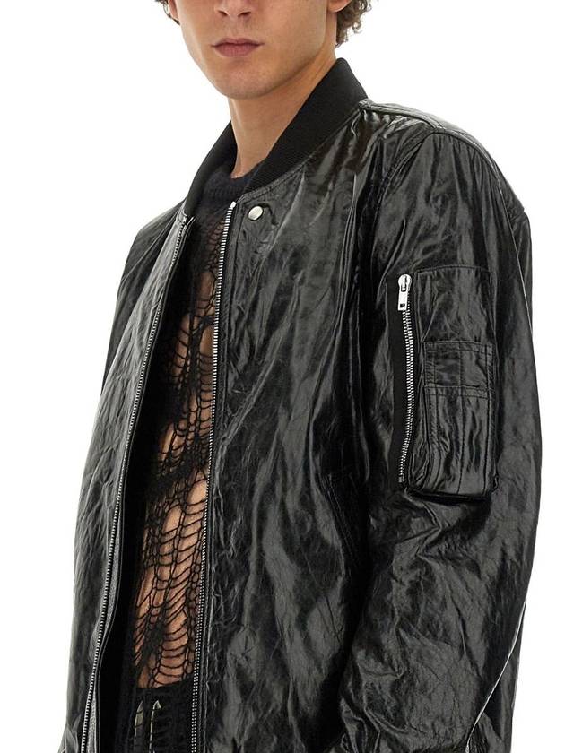 Rick Owens Leather Bomber Jacket - RICK OWENS - BALAAN 3