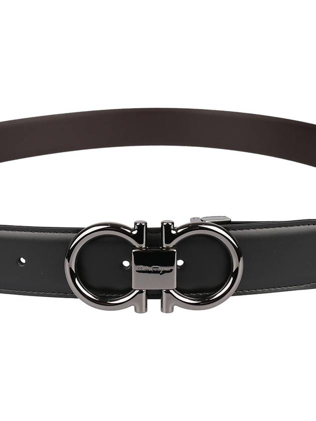 Gancini Reversible Adjustable Calfskin Leather Belt Black - SALVATORE FERRAGAMO - BALAAN 8