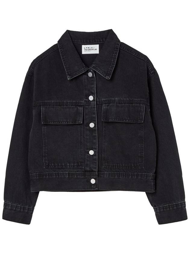 Women's Square Pocket Washed Denim Jacket Black GB1 WDJK 51 BLK - THE GREEN LAB - BALAAN 1